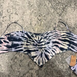 Surf Gypsy Black & Light Pink Tie-Dye Spaghetti Strap Crop Top